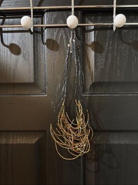 Source Unknown Multicolored Seed Bead Fringe Necklace with Black Cord